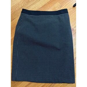 White House Black Market Pencil Skirt Black White Polka Dot Career Office 8